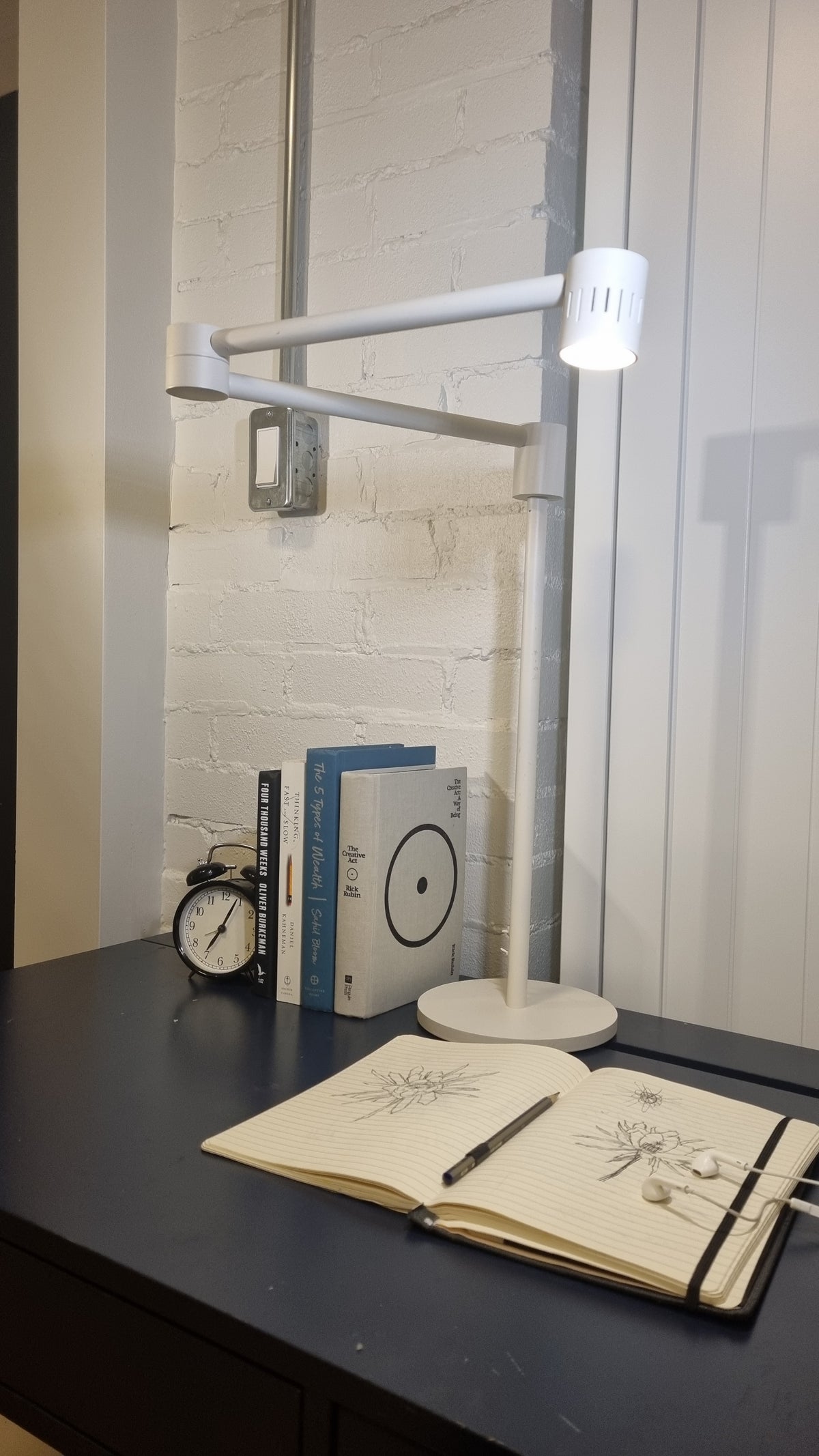 Full white desk lamp
