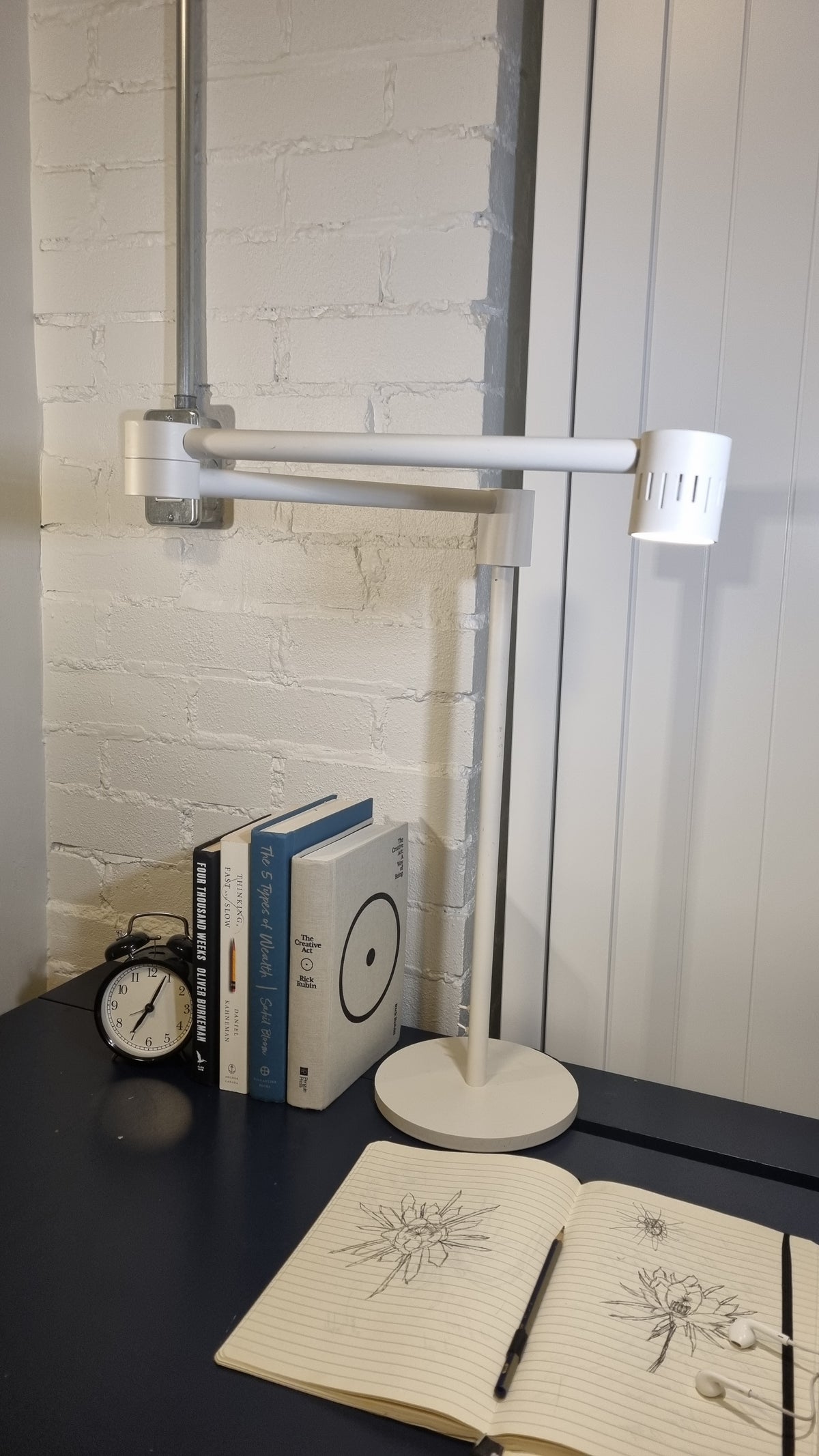 Full white desk lamp